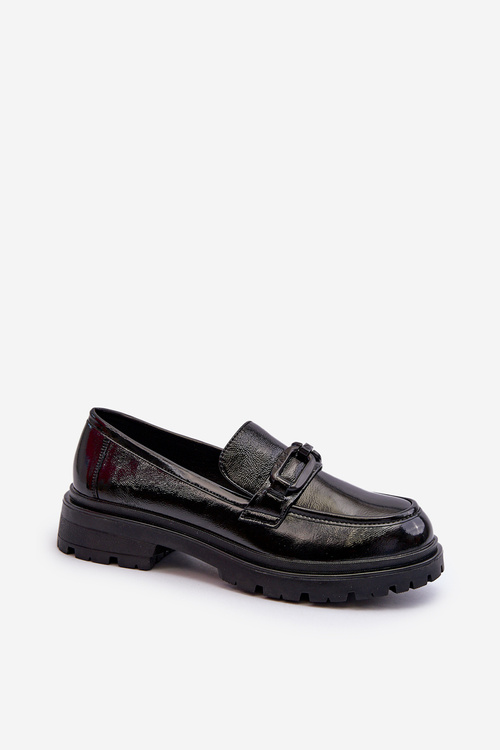 Women's Black Patent Leather Moccasins Imbleria