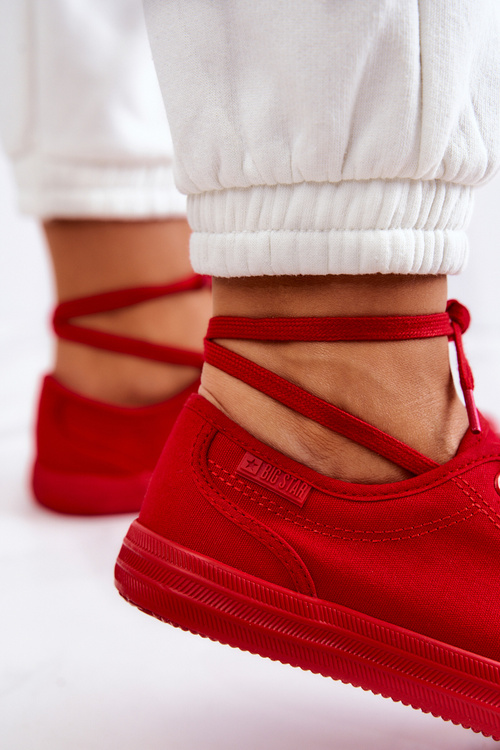 Tenisówki Damskie Niskie Wiązane Big Star Czerwone JJ274068