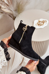 Leather Lined Heeled Boots With Ornamentation Black Vere