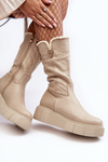 Women's Leather Boots with Wool Zazoo 70121 Beige
