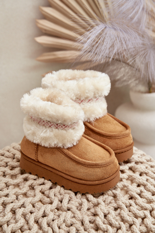 Snow Boots Kids With Fur And Pattern Camel Melefia