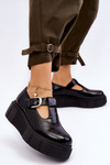 Fashionable Lacquered shoes on a massive platform Black Colson