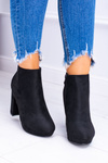 Czarne Nubukowe Botki na Słupku Emoretto