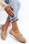 Women's Moccasins with Faux Suede Decoration Beige Winalita