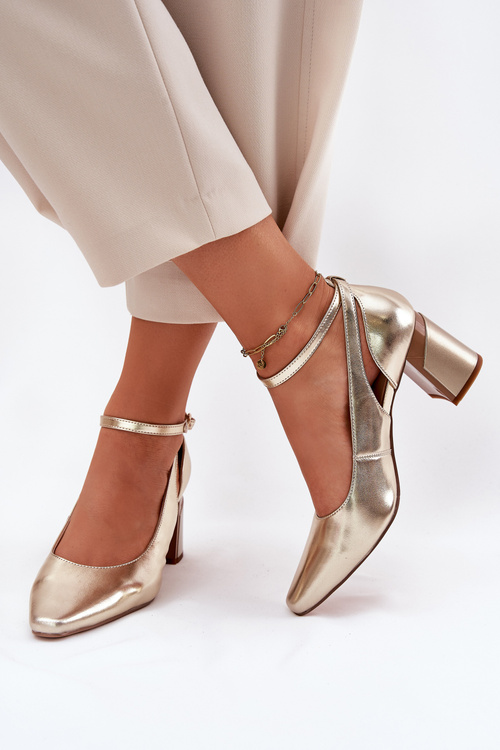 Leather Heeled Shoes Maciejka K6816-25 Gold