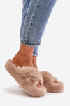 Womens Fur Slippers On Thick Sole Beige Lavitera