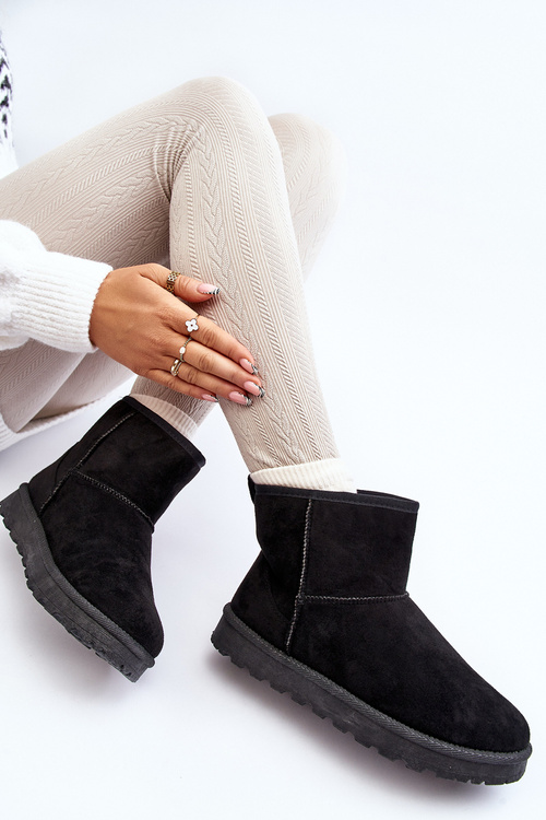 Women's Black Faux Suede Winter Boots Enranta