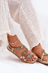 Women Sandals With Decoration Snake Eco Leather Artiker 56C1362 Golden