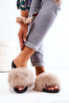 Slippers with Natural Fur Beige Naturimo
