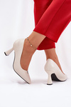 Elegant Heels On Flared Stiletto Vinceza 62222 Beige