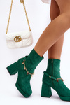 Women's Boots with Heel and Green Chain Tiselo