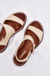 Ladies leather flat sandals Zazoo 3014 beige