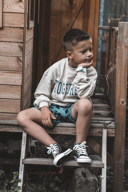 Children's Leather High Sneakers Black and white Marney