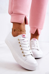 Women's Classic Sneakers White And Gold Ecoma