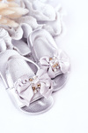 Dziecięce Gumowe Klapki Z Kokardką Srebrne Senari