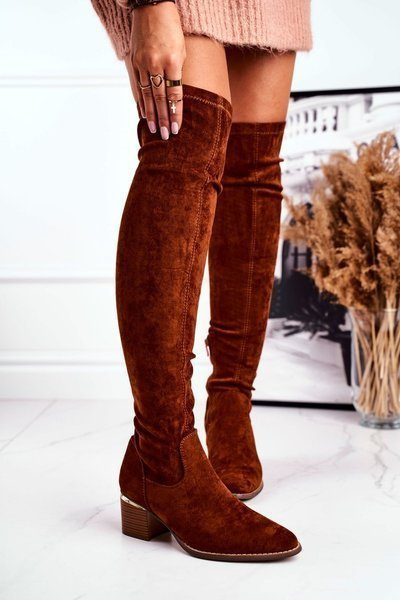 Women's High Boots Knee-length Eco-suede Camel Indigo