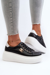 Black Women's Leather Platform Sneakers Pernalia