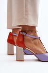 Leather Sandals On Heel Laura Messi 2759 Purple