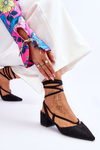 Tied Low Heel Pumps Pointed To Black Carlotte