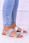 Lu Boo Women's Silver Zirconia Perfect Sandals