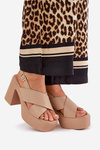 Women's Sandals On Heel And Platform Made Of Eco Leather Khaki Annavin