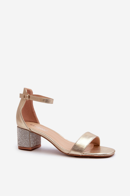 Women's sandals in faux leather on decorated heel golden Wiatalia