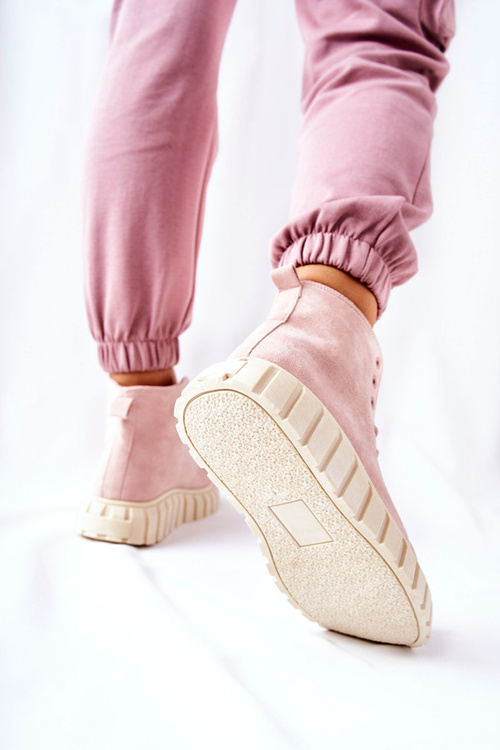 Suede High Platform Sneakers Pink Meniphise