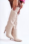 Leather Boots On A Stiletto Beige Rissa