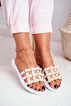 Women's Rubber Pearls White Slippers Estelle