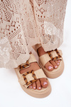 Women's Platform Sandals With Buckles Beige Xanivia