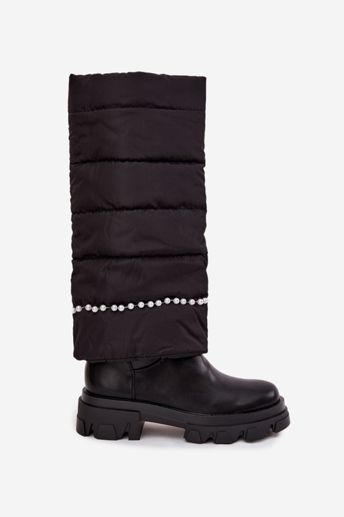 Women's insulated boots with beads Black Irvette