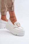 Zazoo 3458 Women's Leather Moccasins With Decoration White