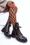 Glossy Boots with Ornament Workery Black Emmber
