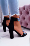 Lu Boo Black Zirconia Suede Lambada Sandals