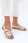 Leather Ballet Flats With Open Toes Maciejka 06908-25/001-1 Distressed Gold