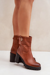 Insulated ankle boots with buckle brown Selavia