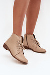 Leather Ankle Boots With Flat Heel Beige Zazoo 2964