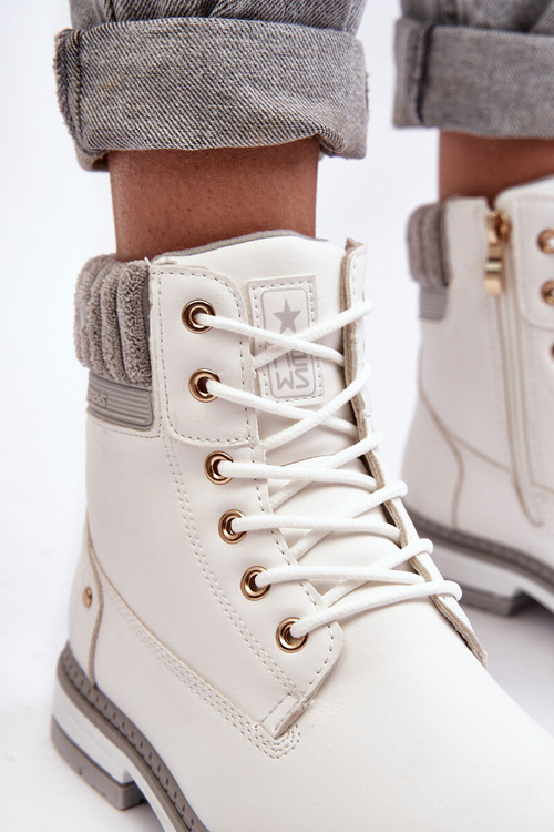 Trapery Damskie Skóra Ocieplane Białe Katalis 23BT26-6510