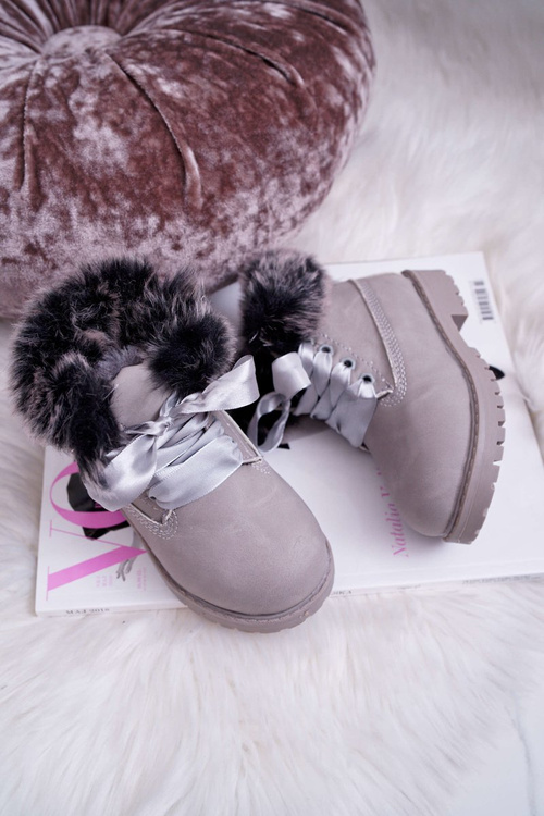 Children's Boots Trapper Boots Warmed With Fur Grey Tesoro