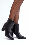 Women's Leather Boots On Heel Black Vevine