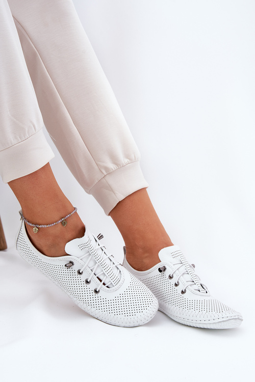 Ladies Leather Shoes Made Of Natural Leather Artiker 54C0831 White