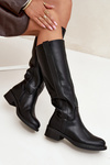 Women's Officer Boots On Low Heel Insulated Black Averna