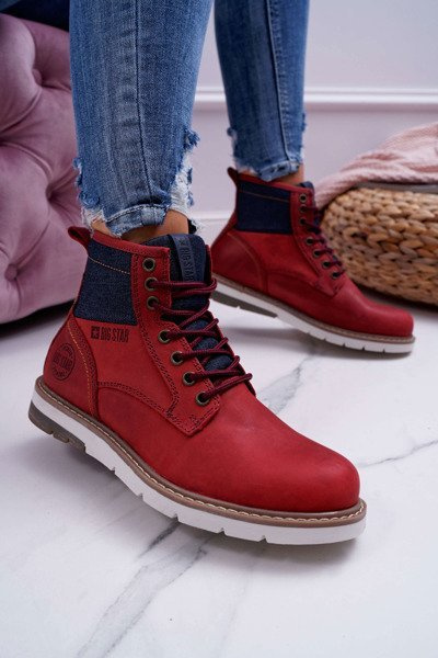 Women's Boots Trappers Big Star Leather Maroon EE274006