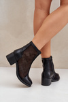 Black Ladies Mesh Ankle Boots Lithyia