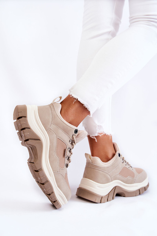 Buty Trekkingowe Trapery Damskie Memory Foam Beżowe Big Star KK274363