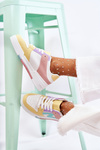Women's Sport Leather Shoes White and yellow Francis