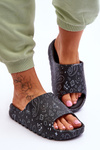 Fashionable women's slippers on a massive platform Black Lorette