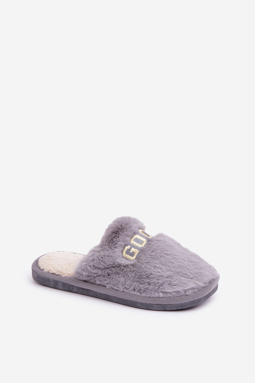 Women's Slippers With Fur And Writing Gray Kalelia