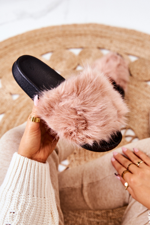 Slippers With Fur Rubber Dirty pink Pollie