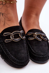 Women's Suede Loafers On A Flat Sole Black Appia